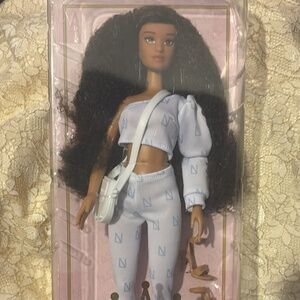 Naturalistas Fashion Doll in White Two-Piece Outfit with White Crossbody Bag